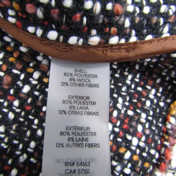 Calvin Klein Blazer Womens 6 Black White Tweed Boucle Fringe Cropped Open Front - Picture 5 of 8